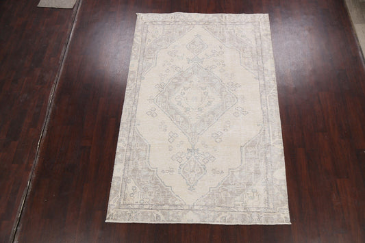 Muted Distressed Geometric Tabriz Persian Area Rug 6x9