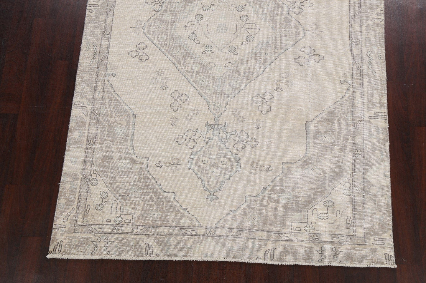 Muted Distressed Geometric Tabriz Persian Area Rug 6x9