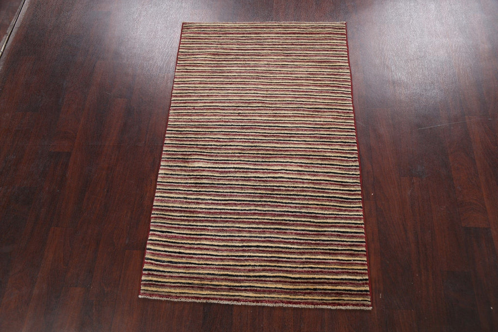 Modern Stripe Gabbeh Kashkoli Oriental Area Rug 3x5