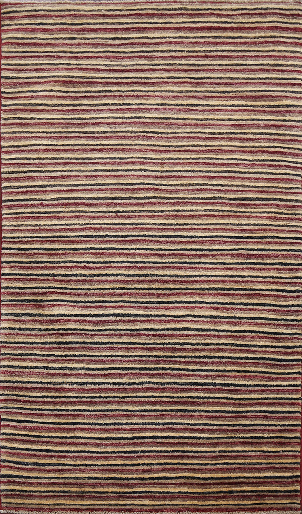 Modern Stripe Gabbeh Kashkoli Oriental Area Rug 3x5