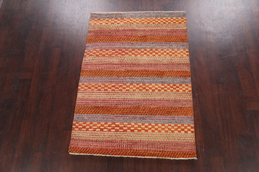 Checkered Stripe Gabbeh Kashkoli Oriental Area Rug 3x5