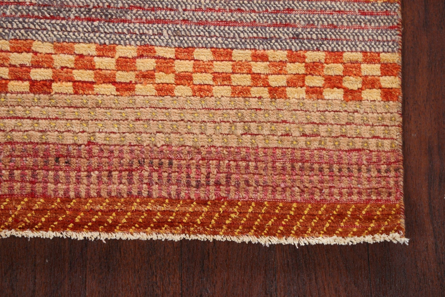 Checkered Stripe Gabbeh Kashkoli Oriental Area Rug 3x5