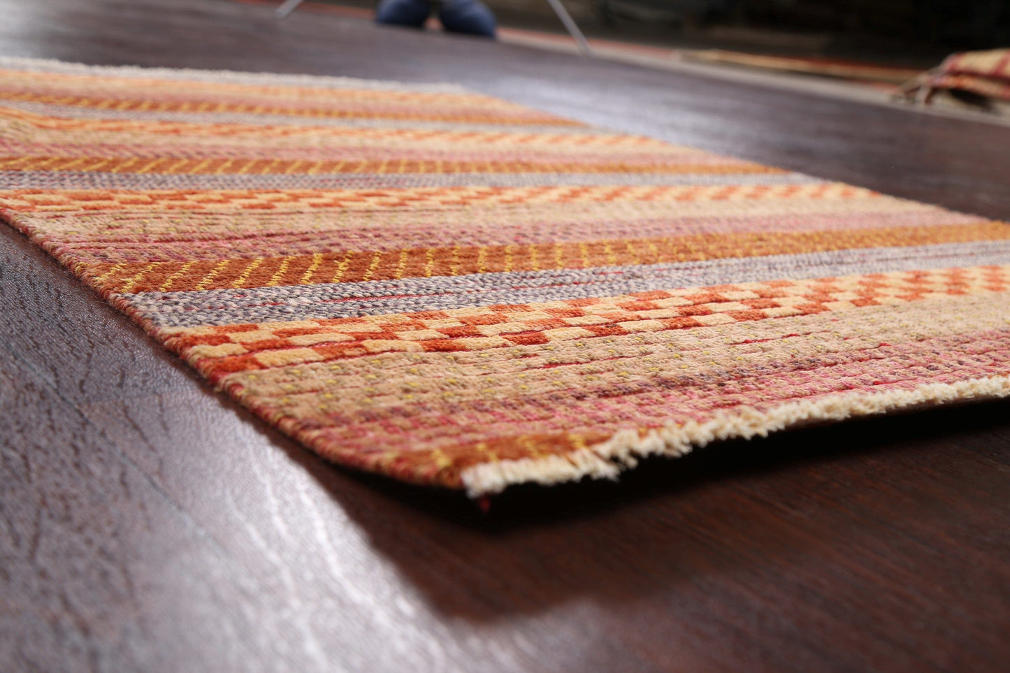 Checkered Stripe Gabbeh Kashkoli Oriental Area Rug 3x5