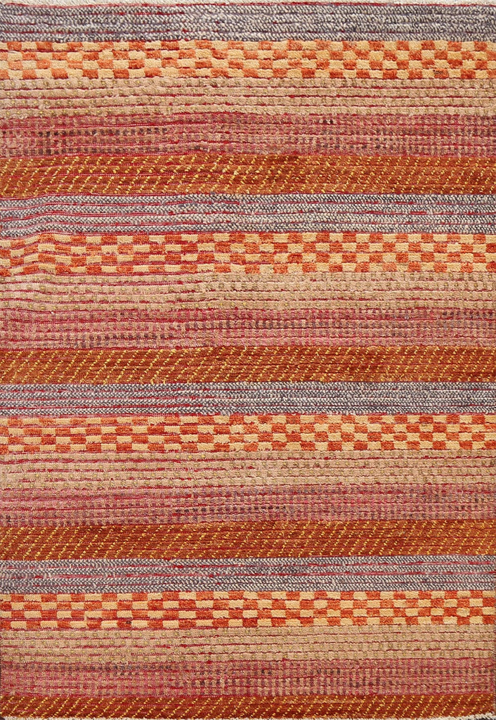 Checkered Stripe Gabbeh Kashkoli Oriental Area Rug 3x5