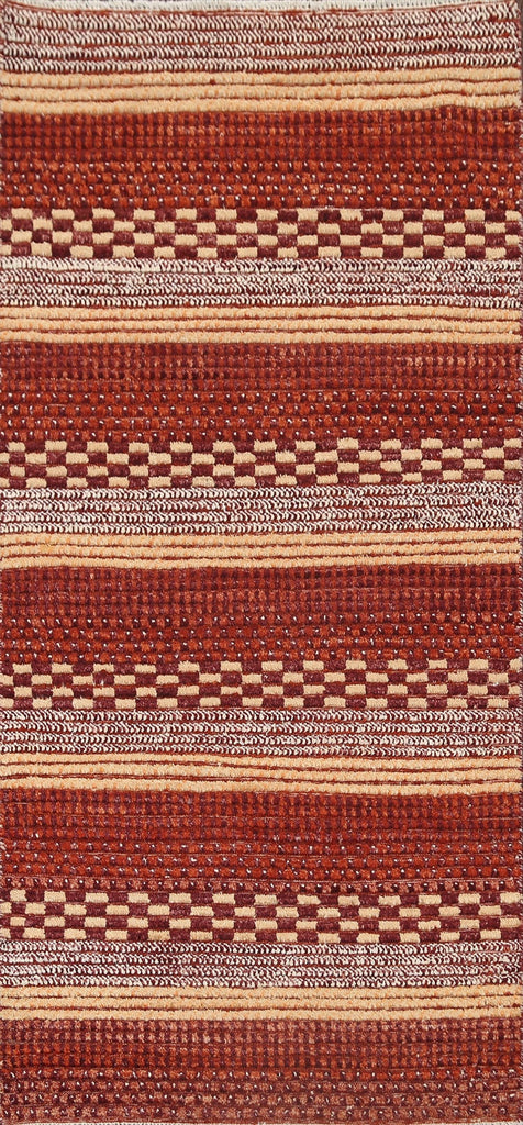 Checkered Stripe Gabbeh Kashkoli Oriental Area Rug 3x6