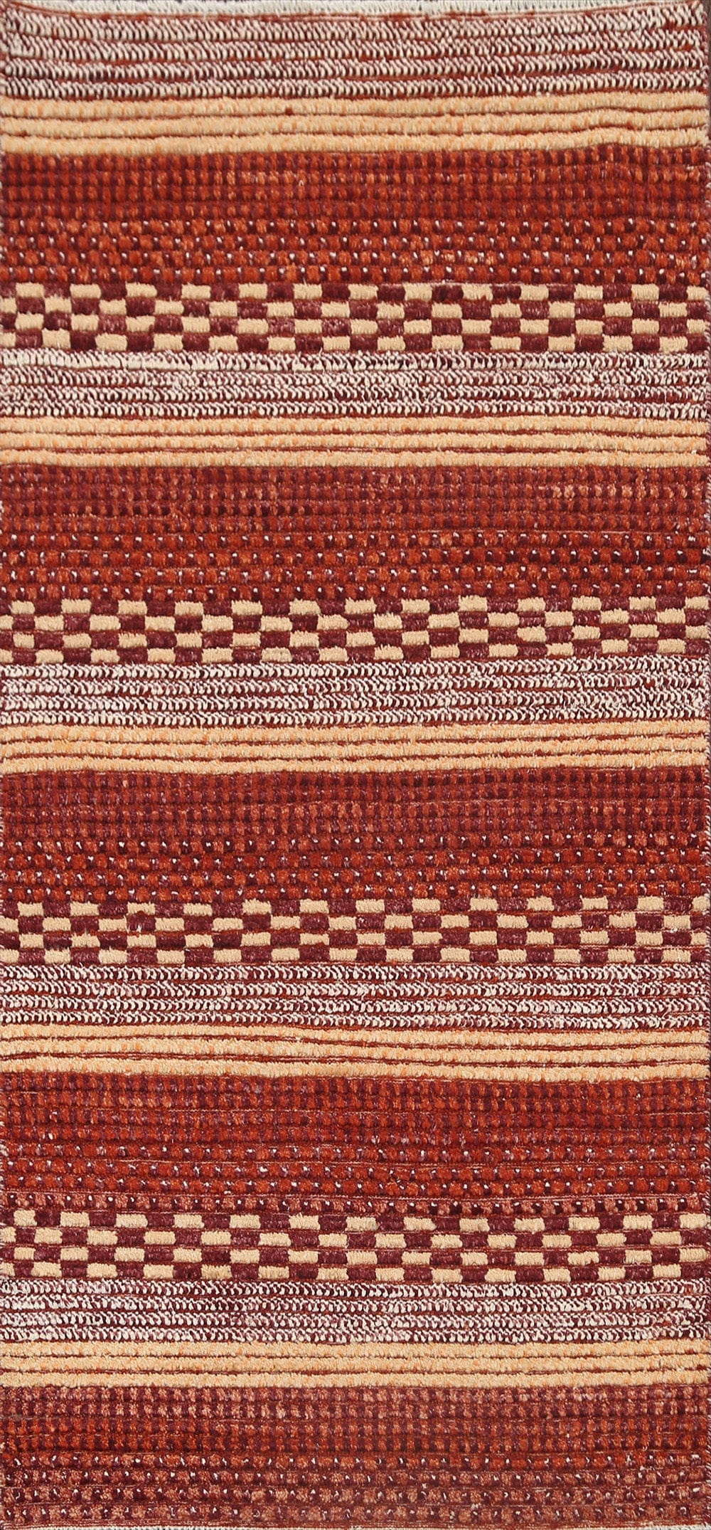 Checkered Stripe Gabbeh Kashkoli Oriental Area Rug 3x6