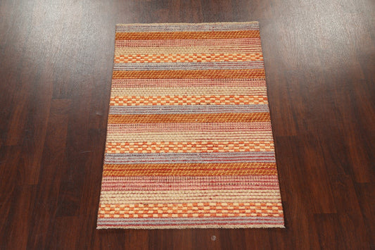 Checkered Stripe Gabbeh Kashkoli Oriental Area Rug 3x5