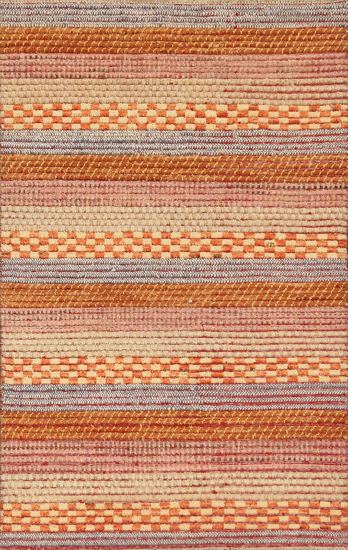 Checkered Stripe Gabbeh Kashkoli Oriental Area Rug 3x5