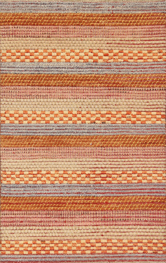 Checkered Stripe Gabbeh Kashkoli Oriental Area Rug 3x5