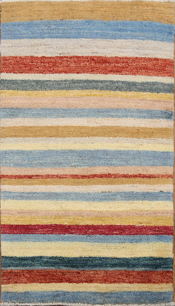 Modern Stripe Gabbeh Kashkoli Oriental Area Rug 2x4