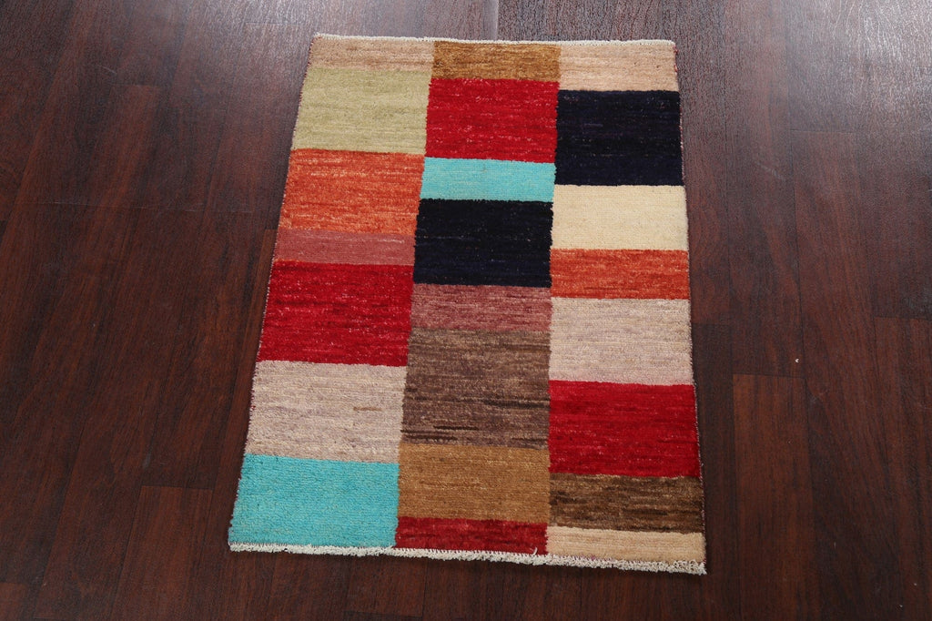 Modern Square Gabbeh Kashkoli Oriental Area Rug 3x3