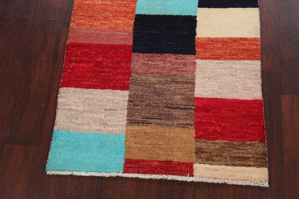 Modern Square Gabbeh Kashkoli Oriental Area Rug 3x3