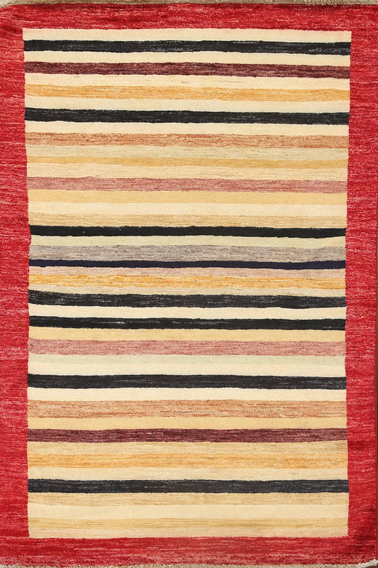 Modern Gabbeh Kashkoli Oriental Area Rug 4x6