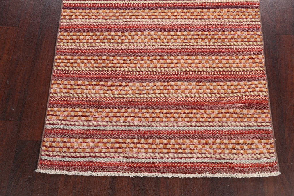 Checkered Stripe Gabbeh Kashkoli Oriental Area Rug 4x6