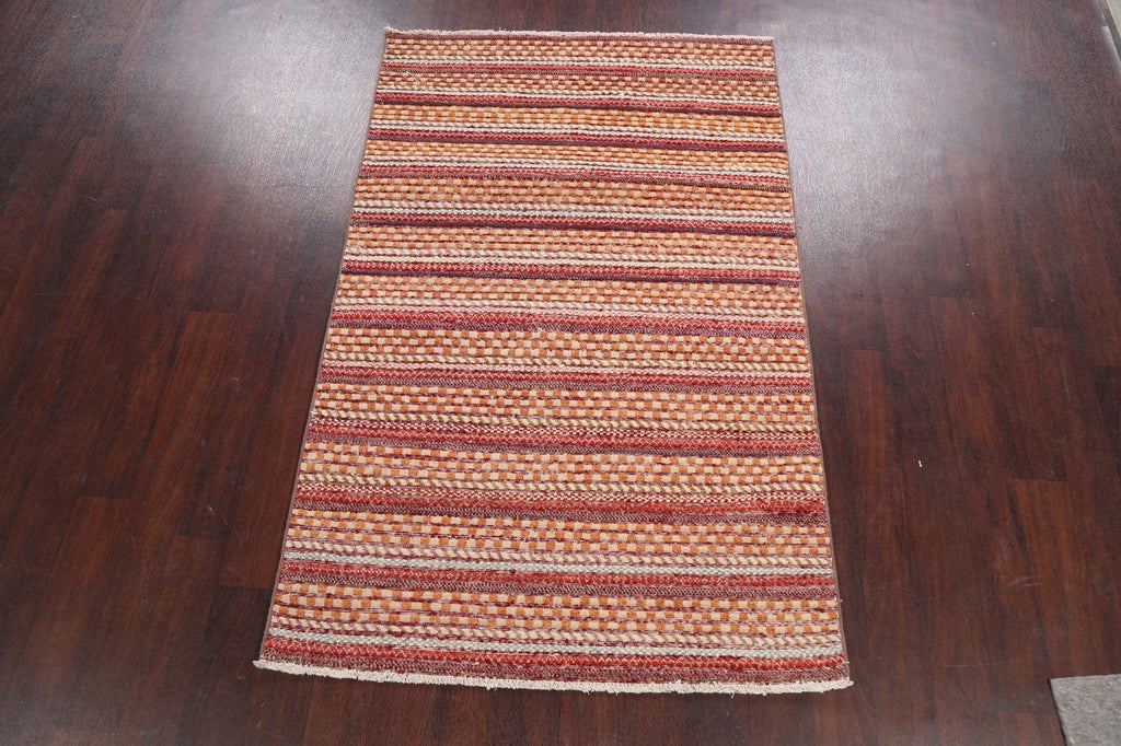 Checkered Stripe Gabbeh Kashkoli Oriental Area Rug 4x6