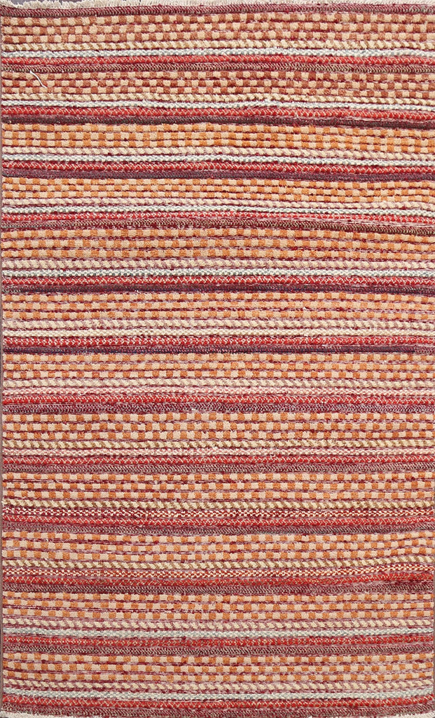 Checkered Stripe Gabbeh Kashkoli Oriental Area Rug 4x6