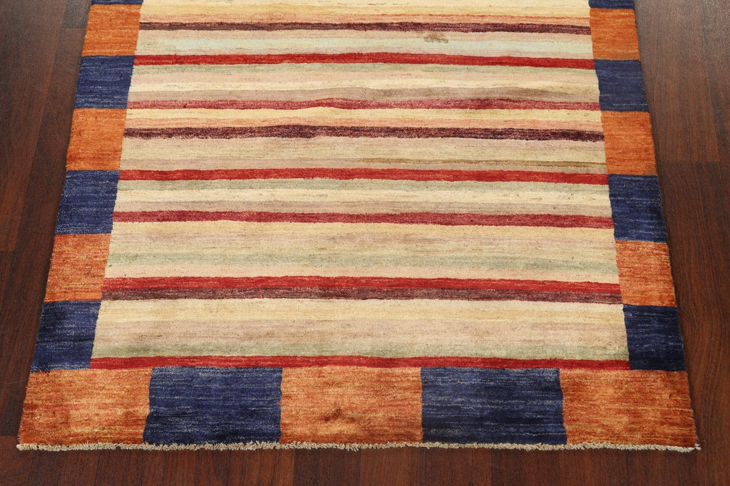 Stripe Modern Gabbeh Kashkoli Oriental Area Rug 4x6