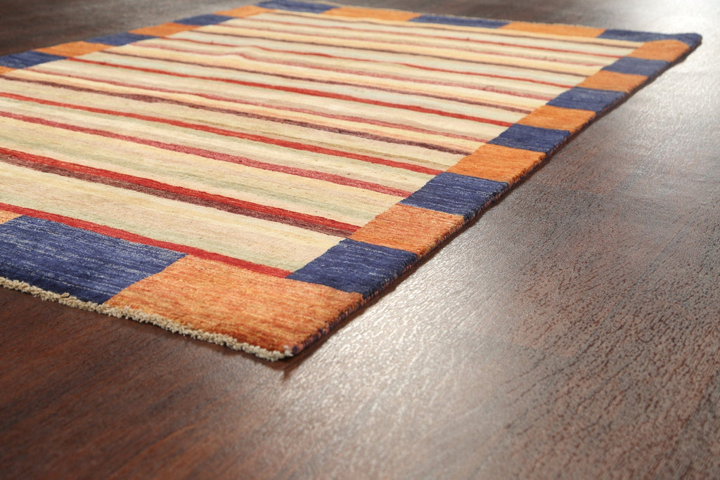 Stripe Modern Gabbeh Kashkoli Oriental Area Rug 4x6