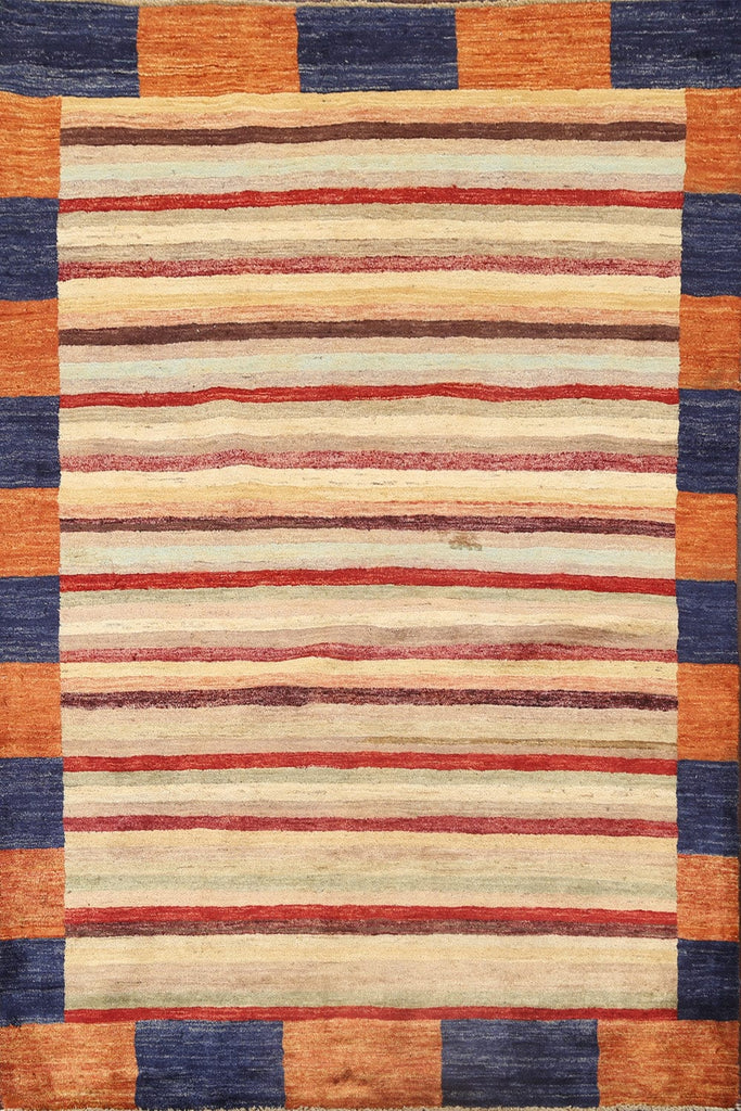 Stripe Modern Gabbeh Kashkoli Oriental Area Rug 4x6