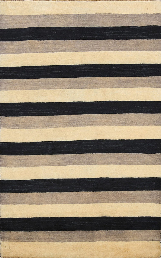 Modern Stripe Gabbeh Kashkoli Oriental Area Rug 3x5