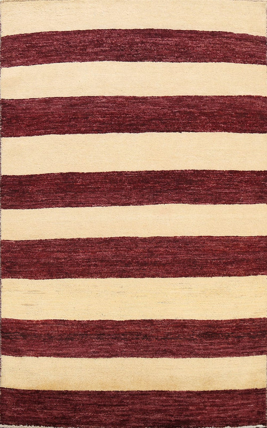 Striped Gabbeh Kashkoli Oriental Area Rug 4x6