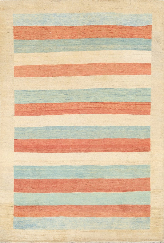 Striped Gabbeh Kashkoli Oriental Area Rug 4x6