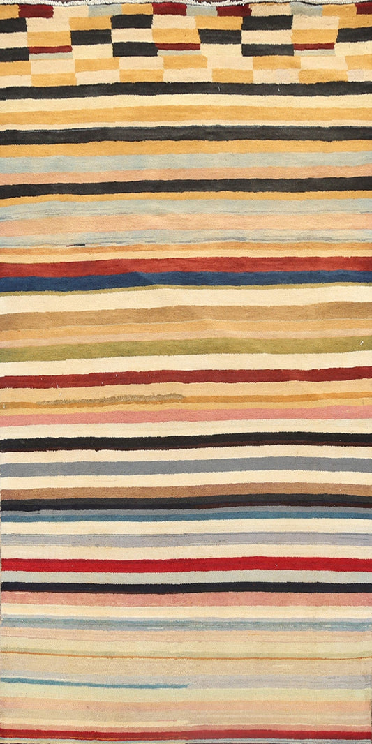 Modern Stripe Gabbeh Kashkoli Oriental Area Rug 4x8