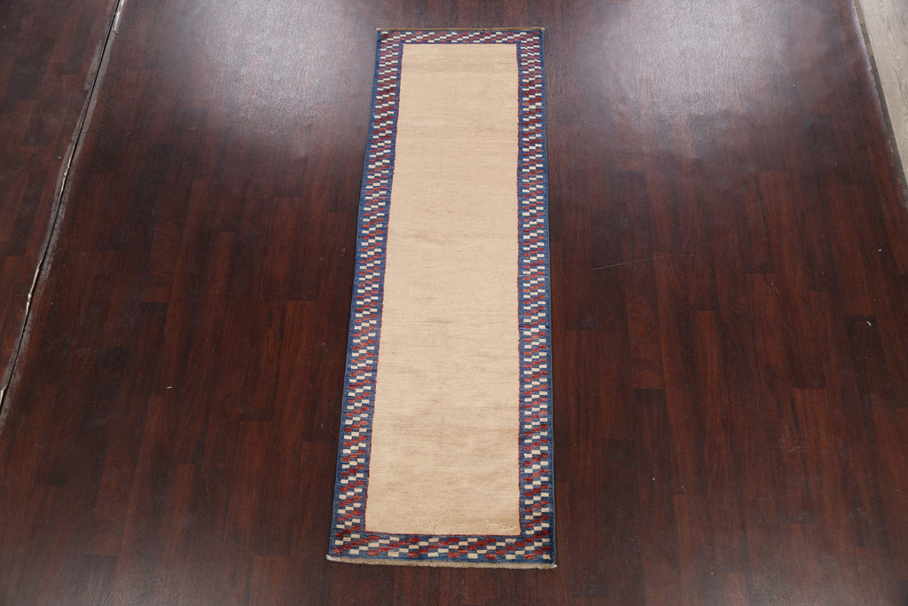 Modern Gabbeh Kashkoli Oriental Runner Rug 3x8