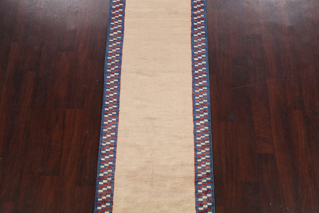 Modern Gabbeh Kashkoli Oriental Runner Rug 3x8