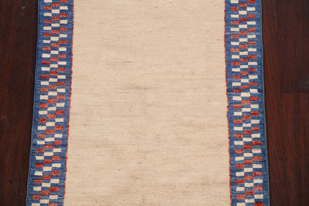 Modern Gabbeh Kashkoli Oriental Runner Rug 3x8