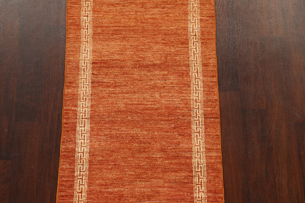 Bordered Gabbeh Kashkoli Oriental Runner Rug 3x10