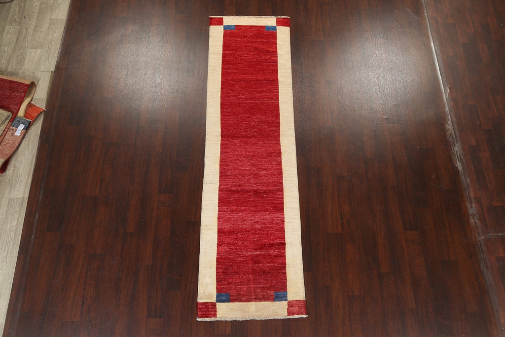 Bordered Gabbeh Kashkoli Oriental Runner Rug 3x10