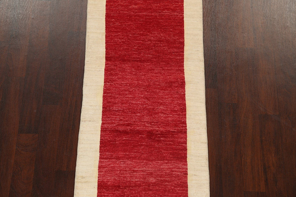 Bordered Gabbeh Kashkoli Oriental Runner Rug 3x10