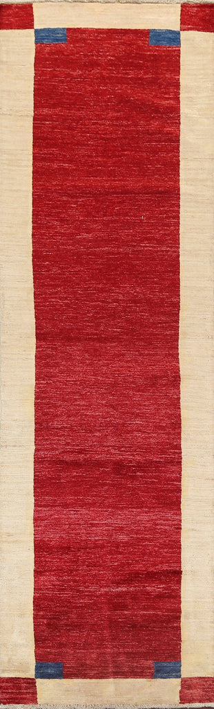 Bordered Gabbeh Kashkoli Oriental Runner Rug 3x10