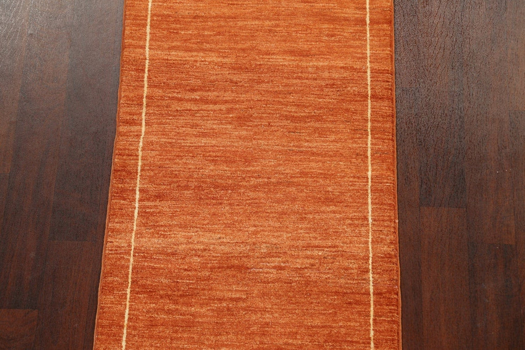 Bordered Gabbeh Kashkoli Oriental Runner Rug 3x10