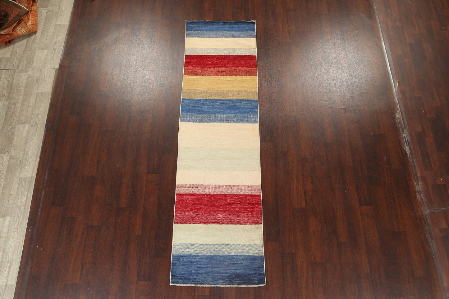 Striped Gabbeh Kashkoli Oriental Runner Rug 3x10