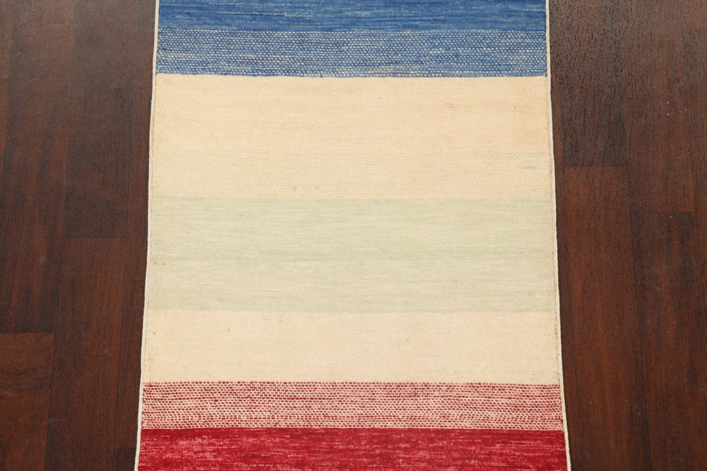 Striped Gabbeh Kashkoli Oriental Runner Rug 3x10