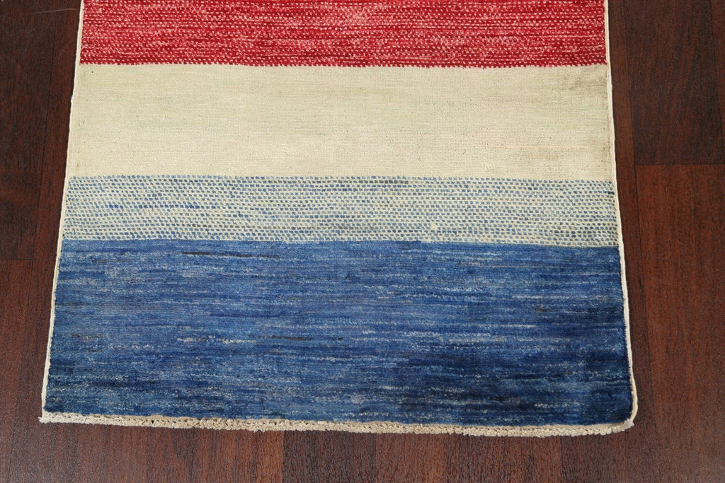 Striped Gabbeh Kashkoli Oriental Runner Rug 3x10