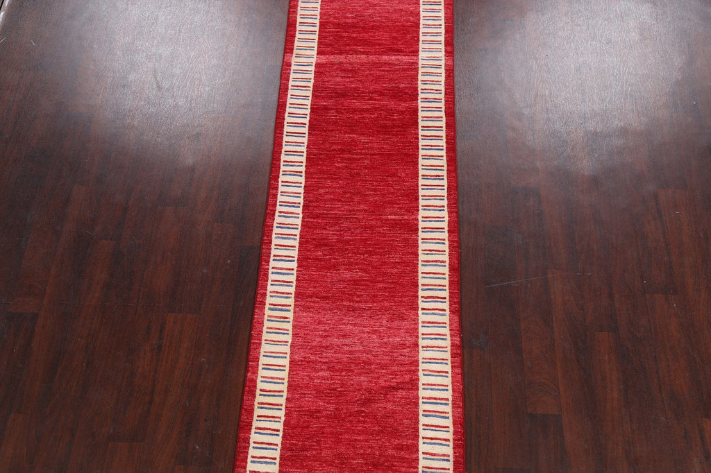 Bordered Gabbeh Kashkoli Oriental Runner Rug 3x10