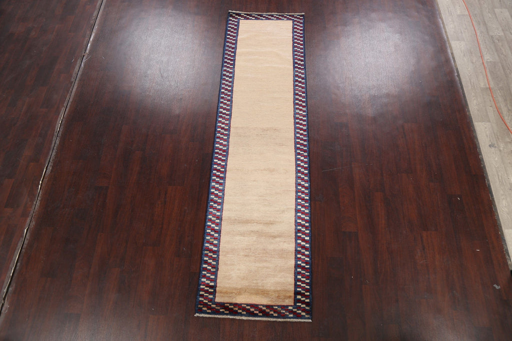 Modern Gabbeh Kashkoli Oriental Runner Rug 3x10