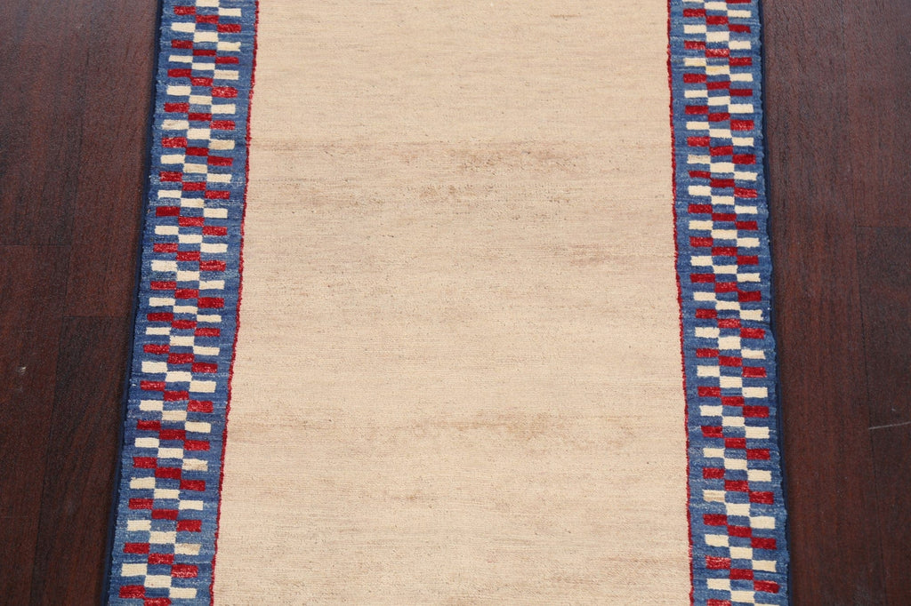 Modern Gabbeh Kashkoli Oriental Runner Rug 3x10