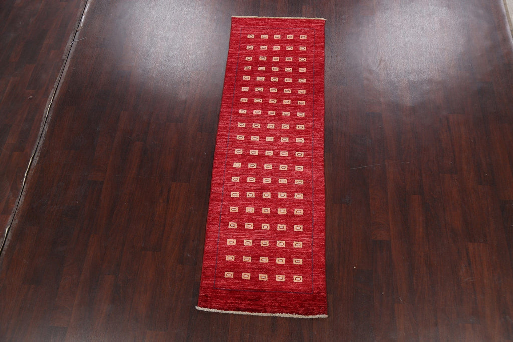 Geometric Gabbeh Kashkoli Oriental Runner Rug 3x8