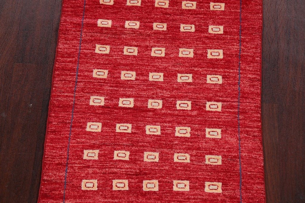 Geometric Gabbeh Kashkoli Oriental Runner Rug 3x8