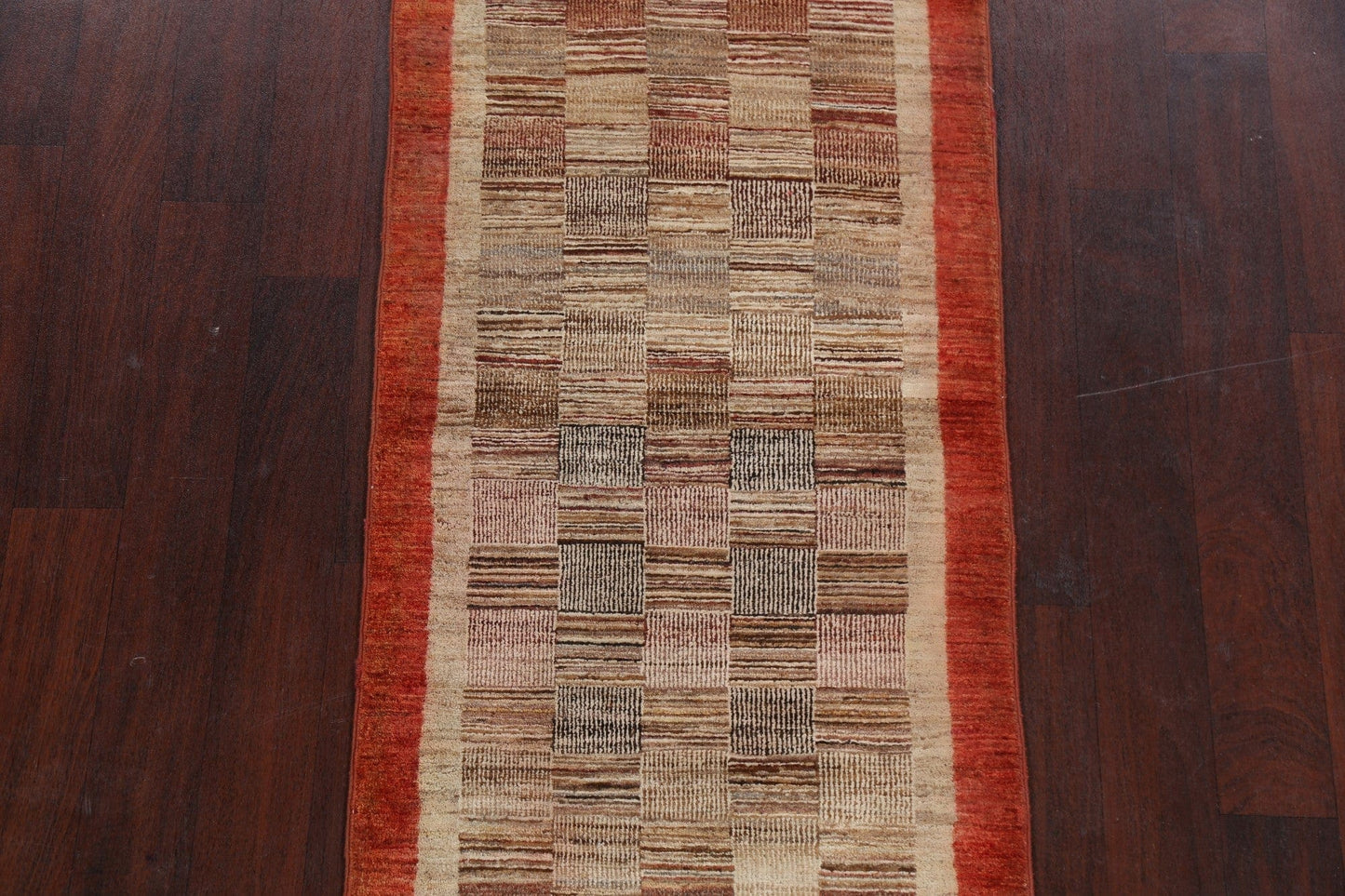 Checkered Gabbeh Kashkoli Oriental Runner Rug 3x7