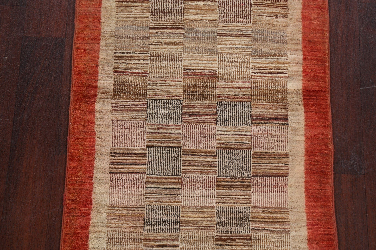 Checkered Gabbeh Kashkoli Oriental Runner Rug 3x7