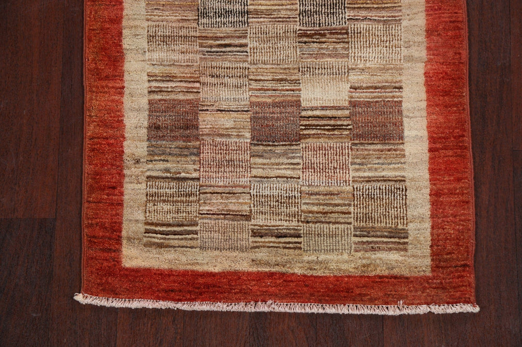 Checkered Gabbeh Kashkoli Oriental Runner Rug 3x7