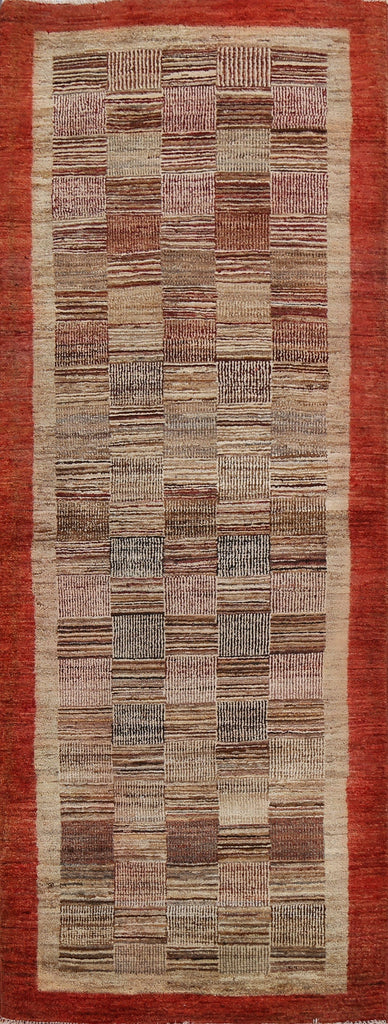 Checkered Gabbeh Kashkoli Oriental Runner Rug 3x7