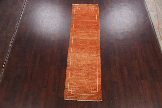 Bordered Gabbeh Kashkoli Oriental Runner Rug 3x9