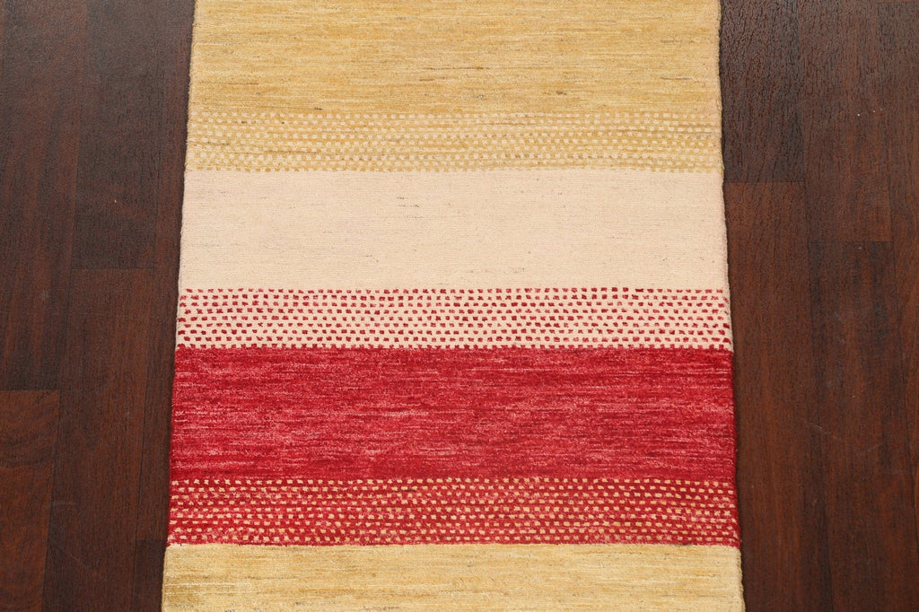 Striped Gabbeh Kashkoli Oriental Runner Rug 3x10