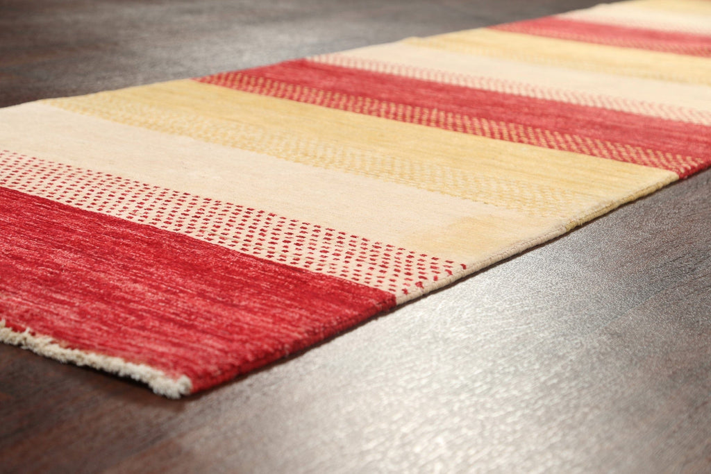 Striped Gabbeh Kashkoli Oriental Runner Rug 3x10